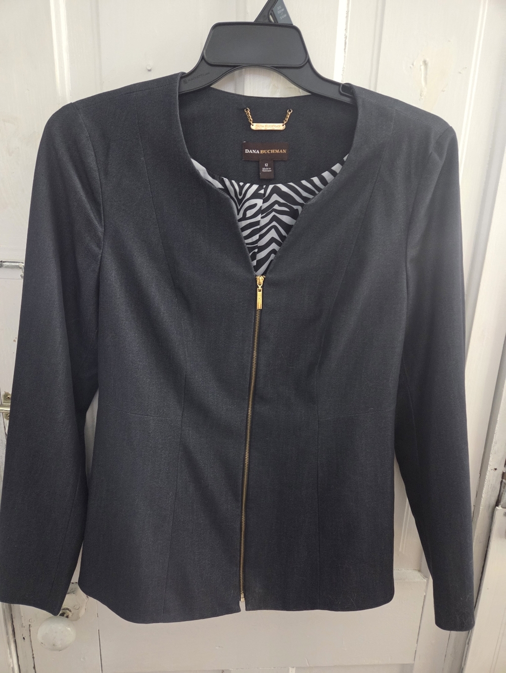 Dana Buchman Navy Zip Front Women's Jacket Size 12 - Picture 6 of 15